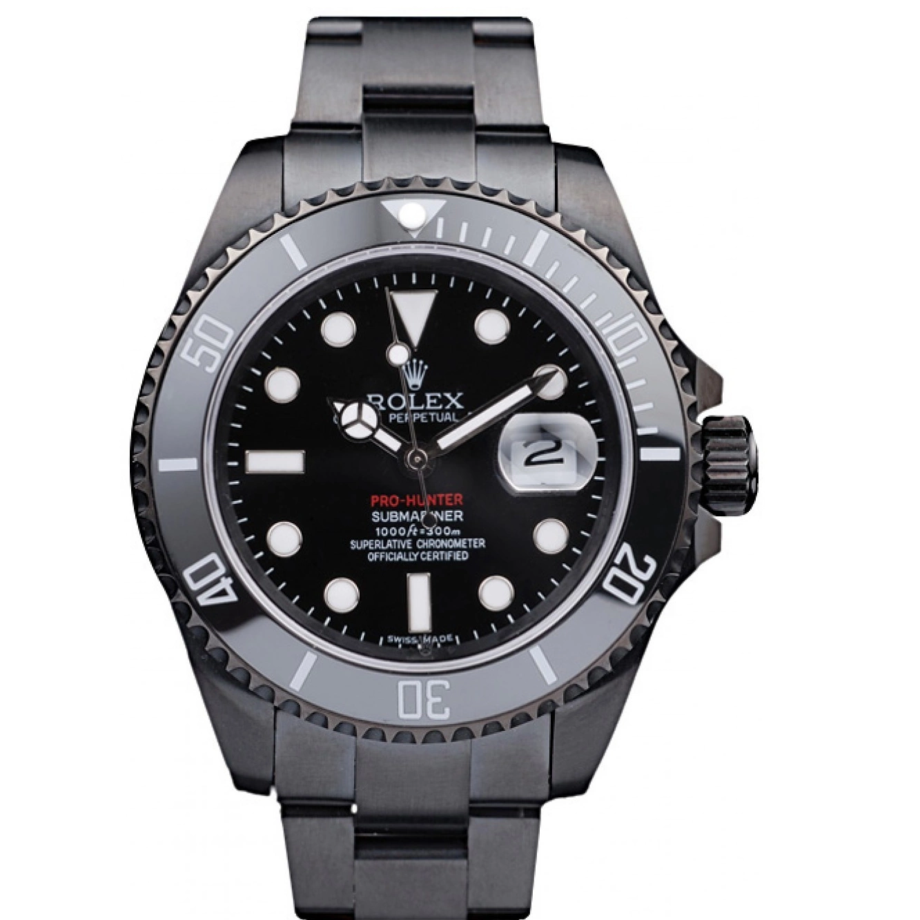 Aaa replica watch Pro-Hunter Steel Submariner Strap Rolex Swiss Dial Black Black 0524